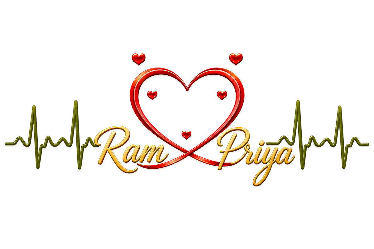 Ram and Priya joined by a red heartbeat heart