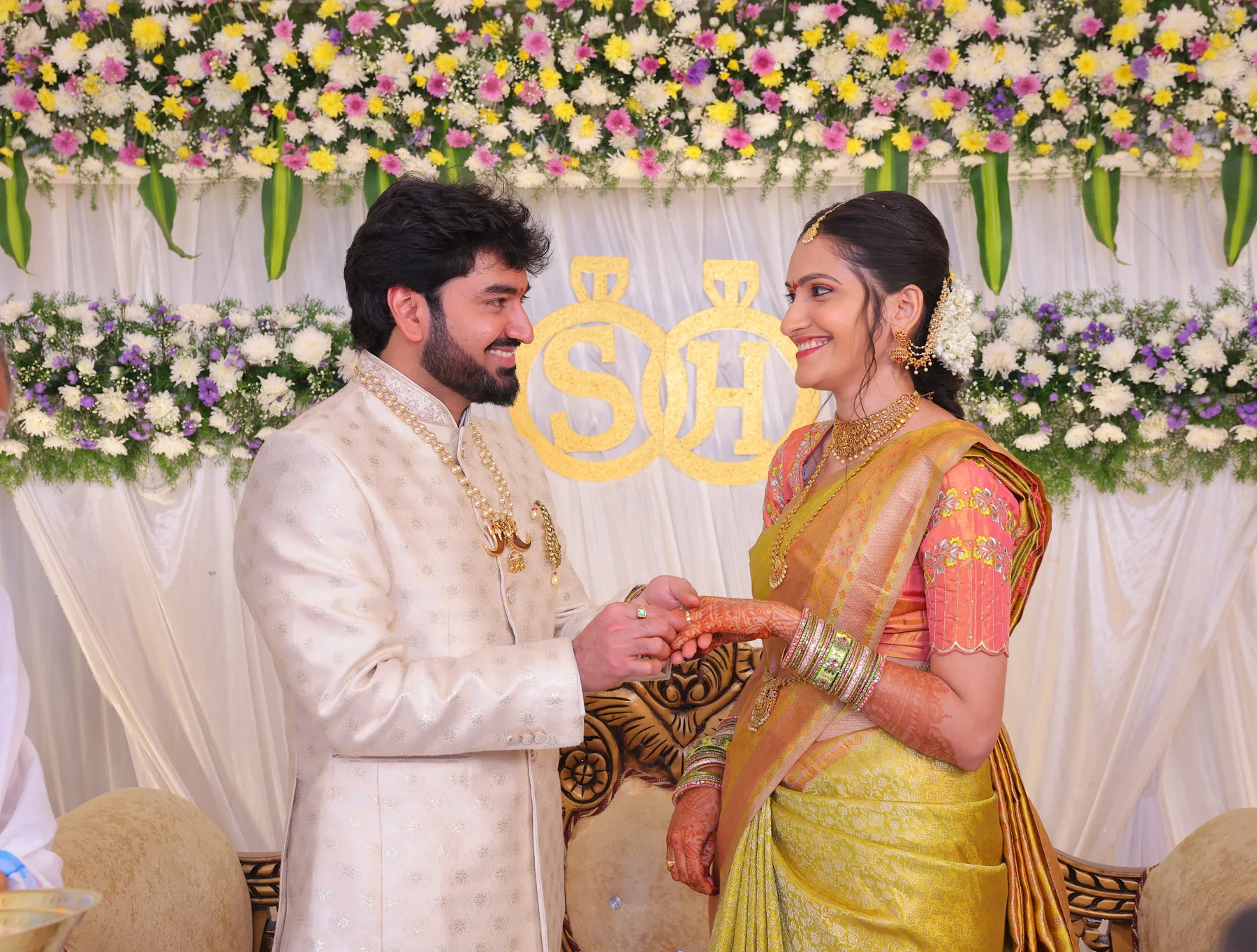 Sriram and Hema Priya together at the engagement
